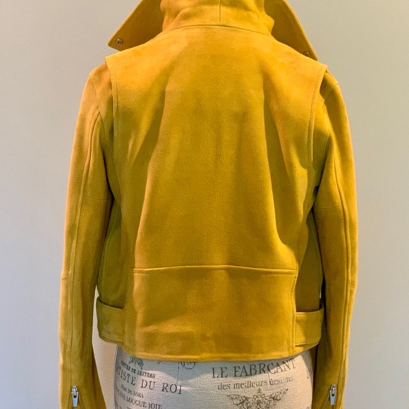 Veda Soft Suede Mustard Yellow Moto Zipper Jacket - Picture 2 of 5